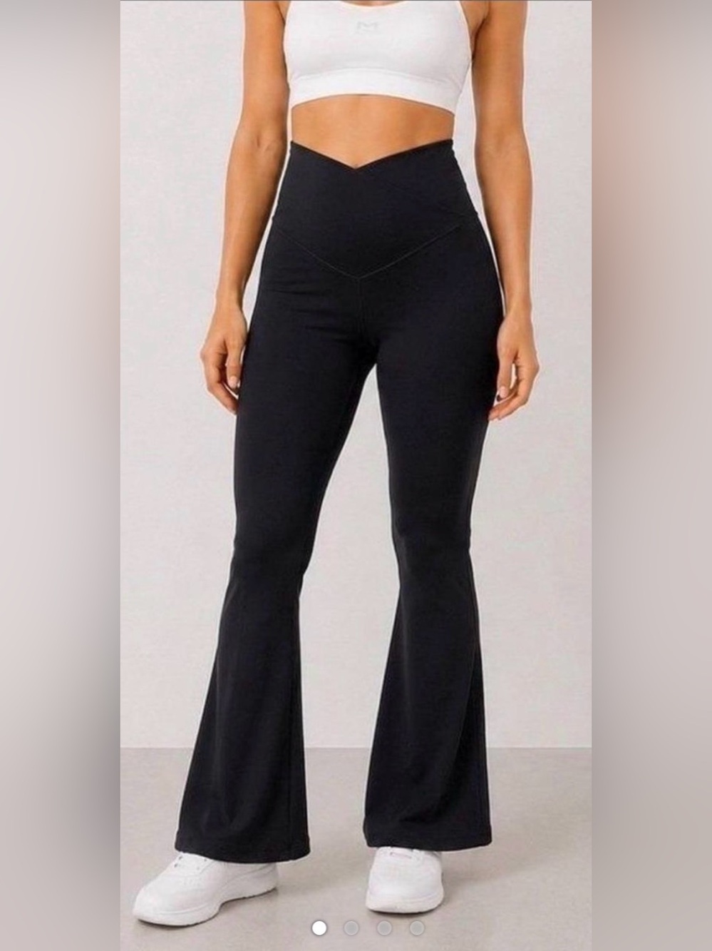 Offline by Aerie Black Real Me Crossover Waist Flare Short Inseam Leggings Sz M